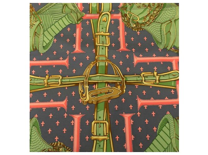 Silk In Sciarpa Hermès Carré 90 SELLES A HOUSSE Braun Mehrfarben - Ansicht 2