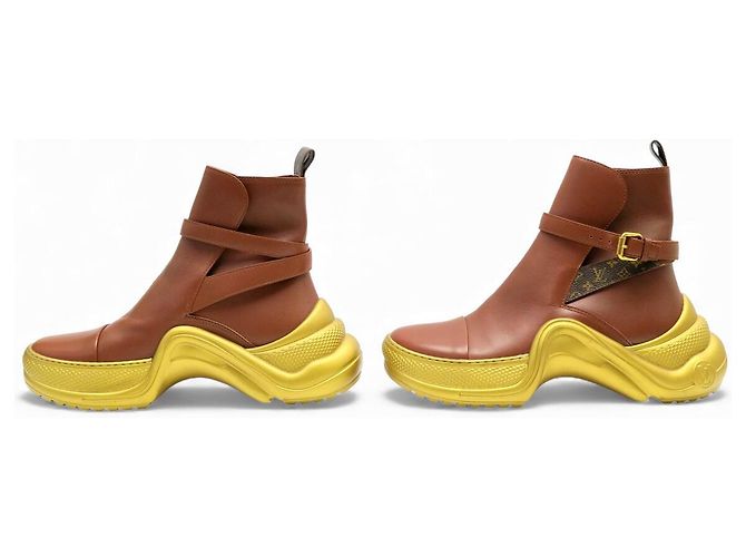 BOTAS LOUIS VUITTON ARCHLIGHT 39 CUERO & BOTAS DE TOBILLO MONOGRAMA Castaño - vista 2