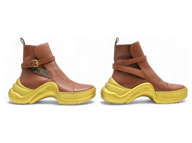 BOTAS LOUIS VUITTON ARCHLIGHT 39 CUERO & BOTAS DE TOBILLO MONOGRAMA Castaño - vista 3