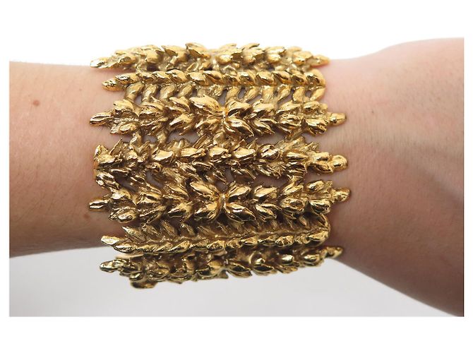 BRACCIALE VINTAGE AURELIE BIDERMANN MANICOTTO EPI 16,5 CM IN METALLO DORATO D'oro - vista 11