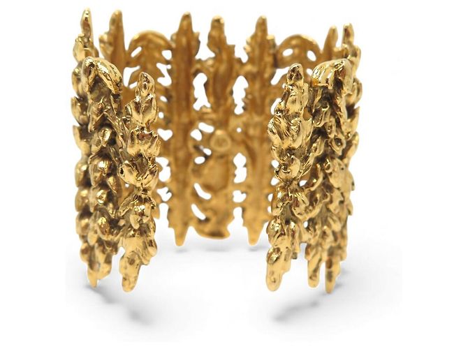 BRACCIALE VINTAGE AURELIE BIDERMANN MANICOTTO EPI 16,5 CM IN METALLO DORATO D'oro - vista 4