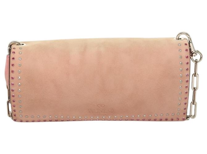 Borsa a spalla in suede Valentino Garavani Turnlock con catena Rosa - vista 2