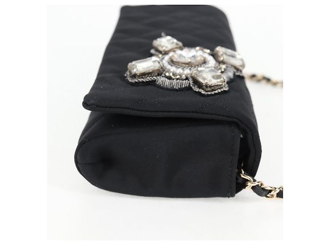 Borsa a Spalla Chanel Chain Flap in Nylon Trapuntato Nero - vista 4
