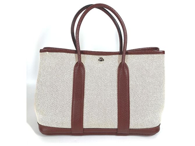 Hermès Borsa Tote HERMES Garden Party TPM Beige Bordò - vista 2