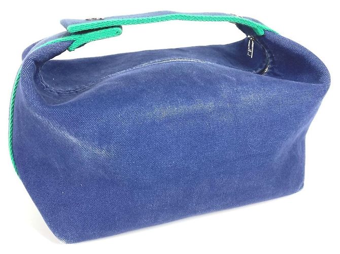 Borsa Vanity Pouch Black GM Hermès Brid Blu Verde - vista 2