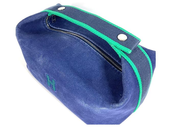 Borsa Vanity Pouch Black GM Hermès Brid Blu Verde - vista 3