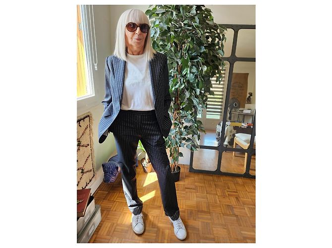 Golden Goose Deluxe Brand Blazer Golden Goose blu navy e argento a righe - vista 2