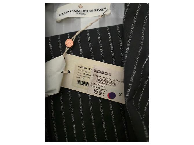 Golden Goose Deluxe Brand Blazer Golden Goose blu navy e argento a righe - vista 4
