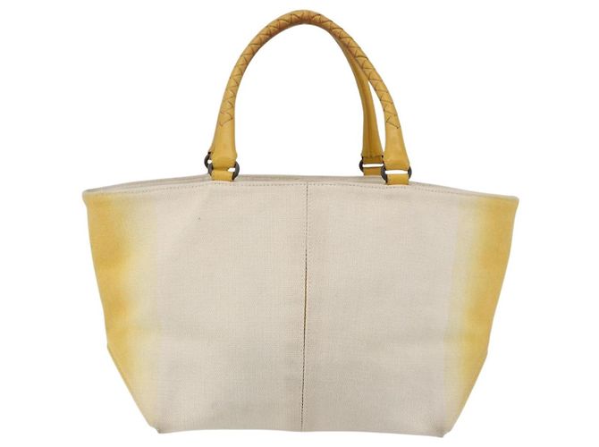 Bolsa tote aberta com alça trançada em lona com couro Bottega Veneta - vista 2