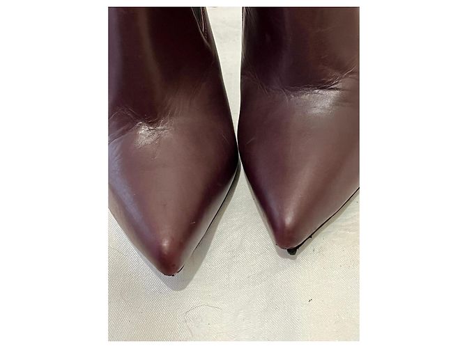 Saint Laurent Botín stiletto Janis Chelsea en burdeos Castaño Morado oscuro - vista 10