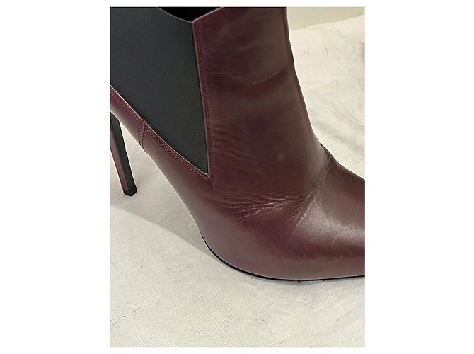 Saint Laurent Botín stiletto Janis Chelsea en burdeos Castaño Morado oscuro - vista 11