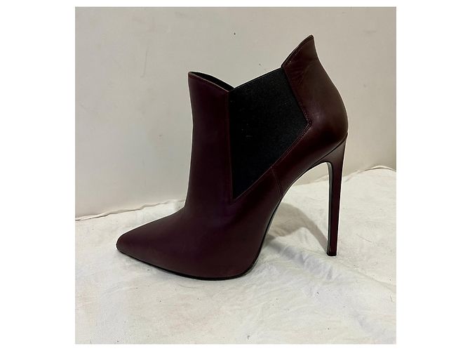 Saint Laurent Botín stiletto Janis Chelsea en burdeos Castaño Morado oscuro - vista 2