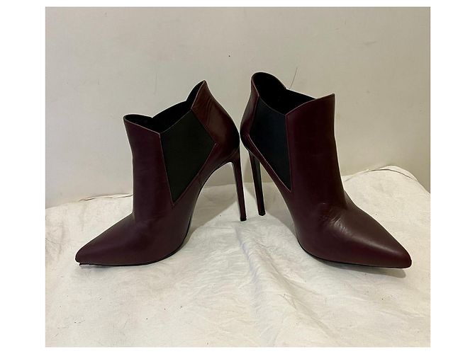 Saint Laurent Botín stiletto Janis Chelsea en burdeos Castaño Morado oscuro - vista 4