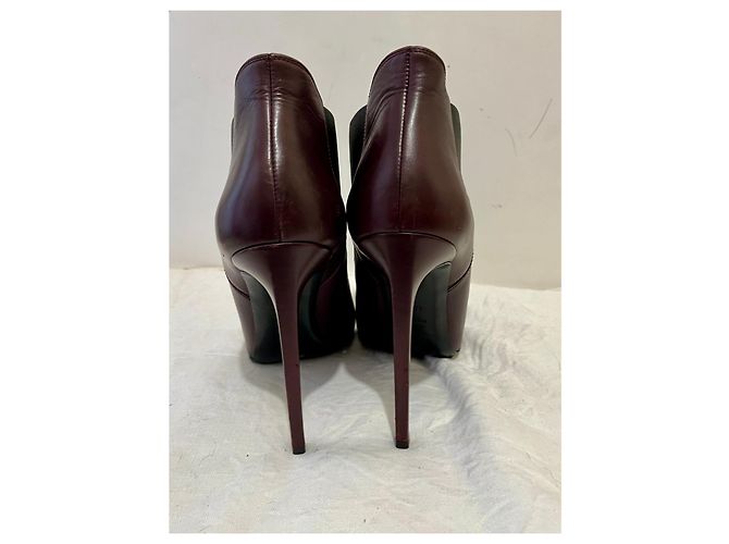 Saint Laurent Botín stiletto Janis Chelsea en burdeos Castaño Morado oscuro - vista 5