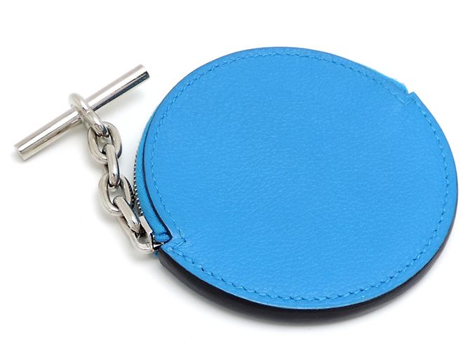 Monedero de cabra Hermès Plata Azul - vista 3