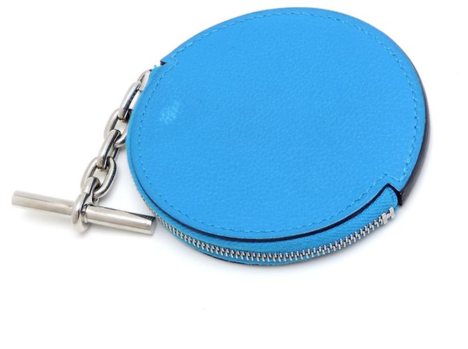 Monedero de cabra Hermès Plata Azul - vista 4