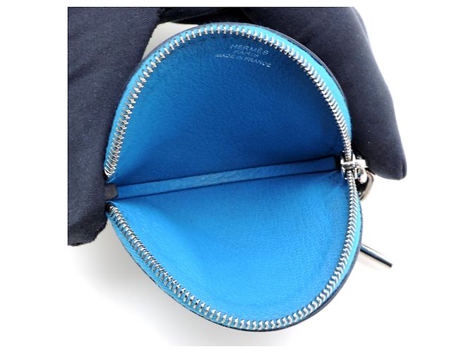 Monedero de cabra Hermès Plata Azul - vista 5