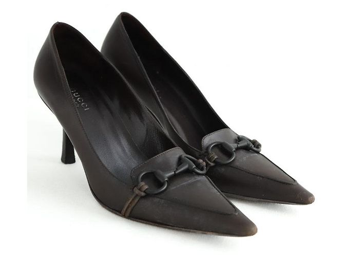 Gucci Tacchi in pelle marrone - vista 3