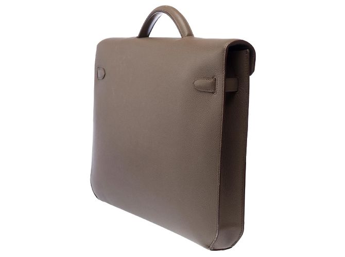 Hermès Bolso HERMES Kelly Depeches de Cuero Gris - 102969 - vista 5