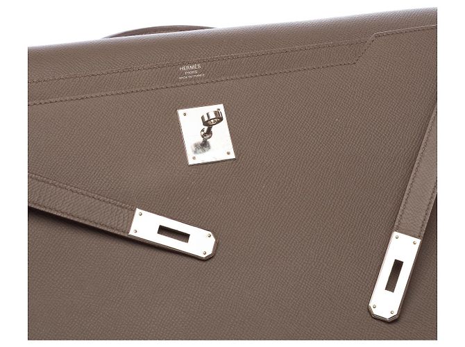 Hermès Bolso HERMES Kelly Depeches de Cuero Gris - 102969 - vista 6