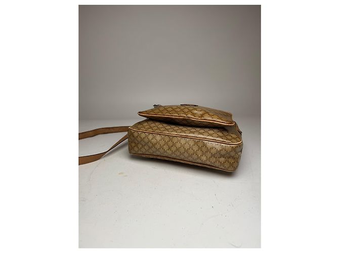 Céline Vintage Celine Paris Patentes Leder Triomphe Monogramm Tasche Braun Golden - Ansicht 10