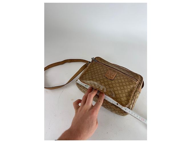 Céline Vintage Celine Paris Patentes Leder Triomphe Monogramm Tasche Braun Golden - Ansicht 11
