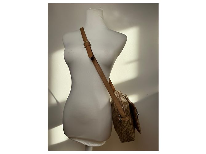 Céline Vintage Celine Paris Patentes Leder Triomphe Monogramm Tasche Braun Golden - Ansicht 14