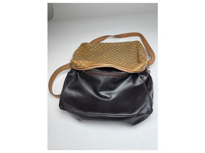 Céline Vintage Celine Paris Patentes Leder Triomphe Monogramm Tasche Braun Golden - Ansicht 3