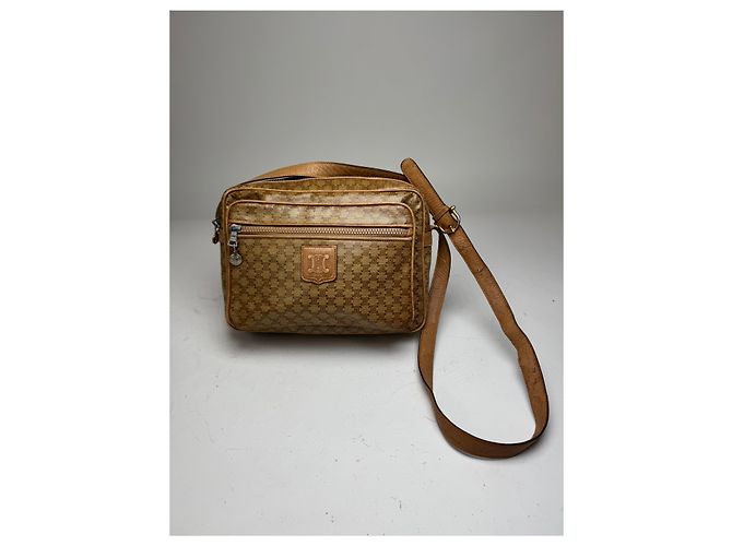 Céline Vintage Celine Paris Patentes Leder Triomphe Monogramm Tasche Braun Golden - Ansicht 6