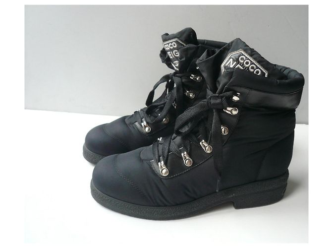 Botas godillots de nylon CHANEL Colección Coco Neige TBE Talla 39,5 IT Negro - vista 3