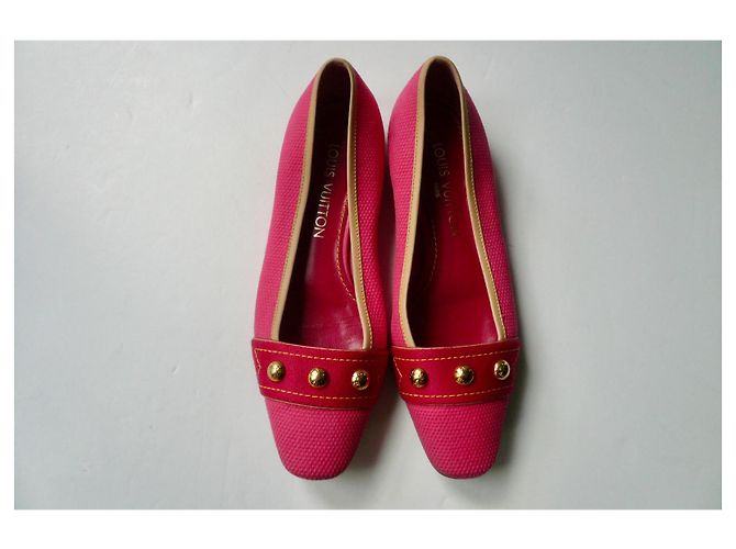 LOUIS VUITTON Bailarinas de Piqué de Algodón Rosa Brillante 36 BUEN ESTADO - vista 2