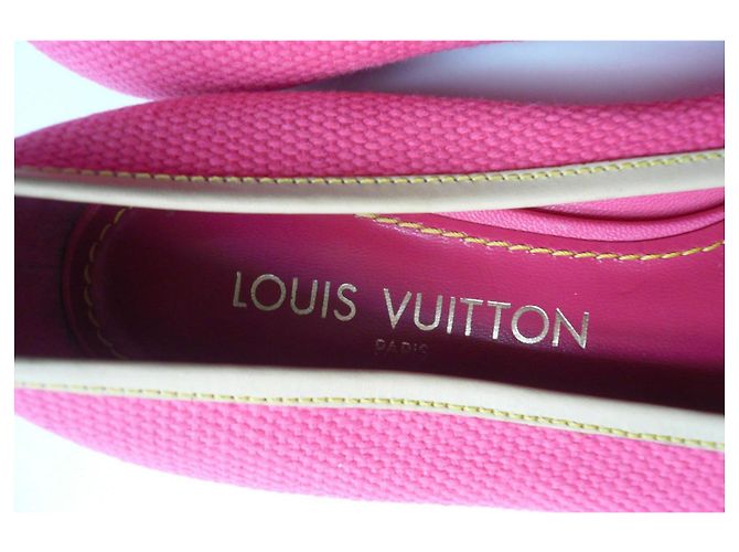 LOUIS VUITTON Bailarinas de Piqué de Algodón Rosa Brillante 36 BUEN ESTADO - vista 5