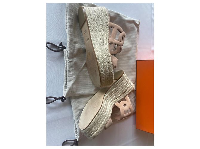 Espadrilles Hermès Ithéa 30 in scamosciato beige - vista 4