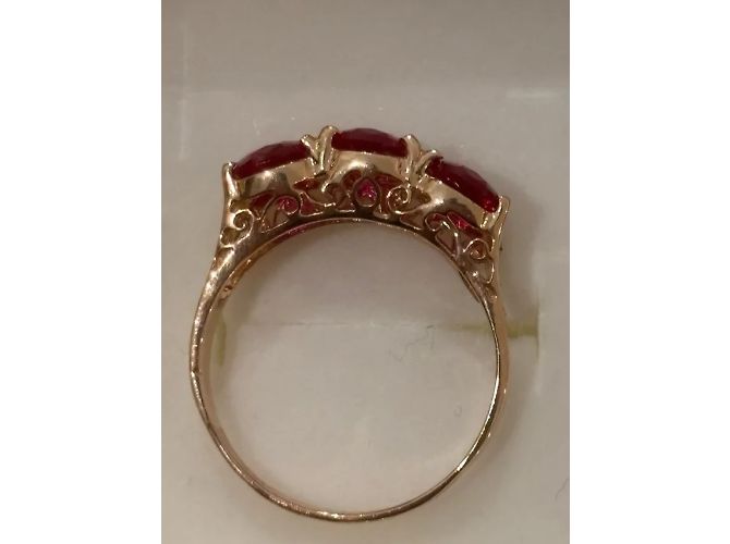Autre Marque Anello in oro rosa con rubini e diamanti - vista 3