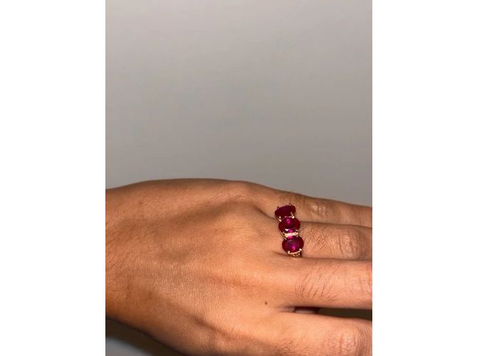 Autre Marque Anello in oro rosa con rubini e diamanti - vista 4