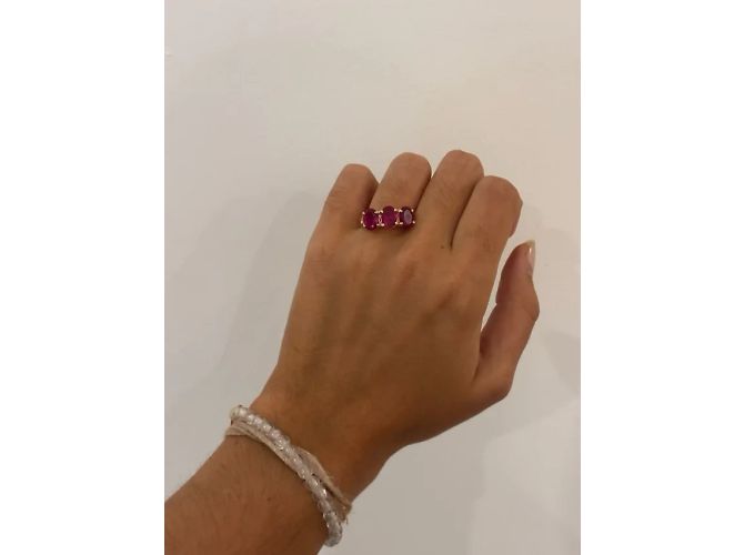 Autre Marque Anello in oro rosa con rubini e diamanti - vista 7