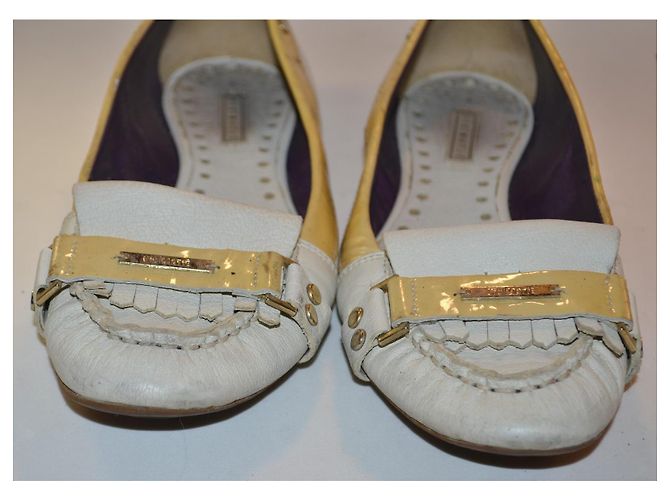 Bailarinas Vic Matié de cuero blanco y amarillo - vista 2