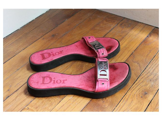 Dior rosa Leder- und Gummisandalen Größe 37 Pink - Ansicht 2
