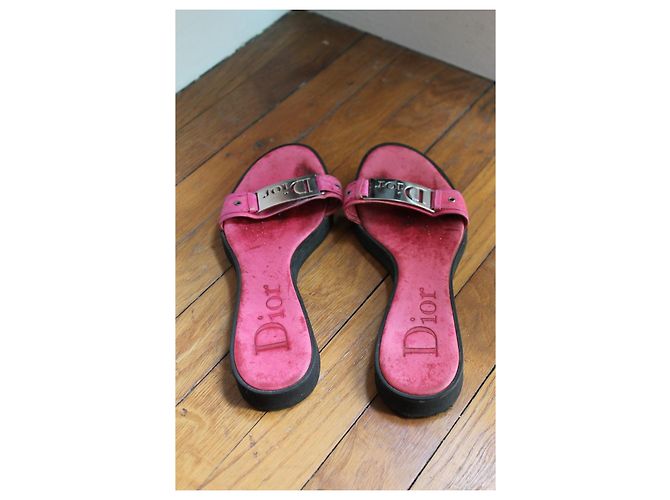 Dior rosa Leder- und Gummisandalen Größe 37 Pink - Ansicht 3