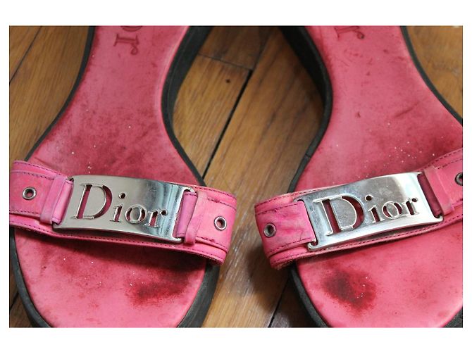 Dior rosa Leder- und Gummisandalen Größe 37 Pink - Ansicht 5