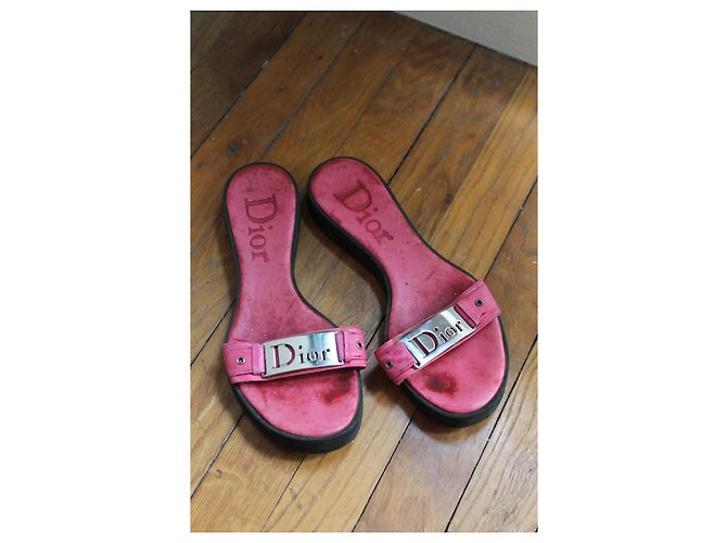 Dior rosa Leder- und Gummisandalen Größe 37 Pink - Ansicht 7