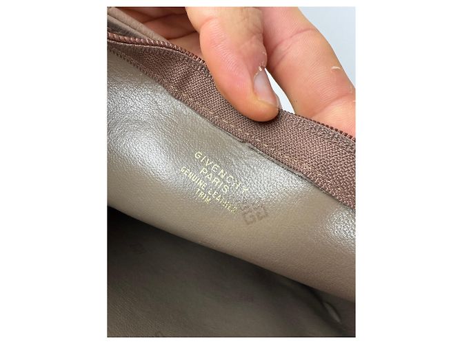 Vintage Givenchy Leder Tasche gestreift Braun - Ansicht 4