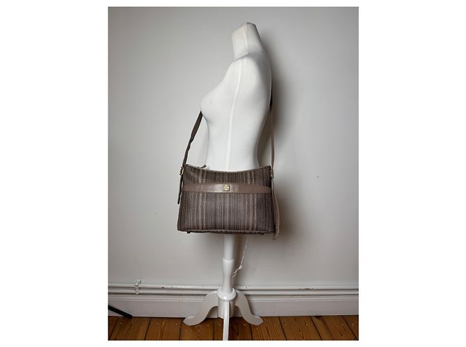 Vintage Givenchy Leder Tasche gestreift Braun - Ansicht 6