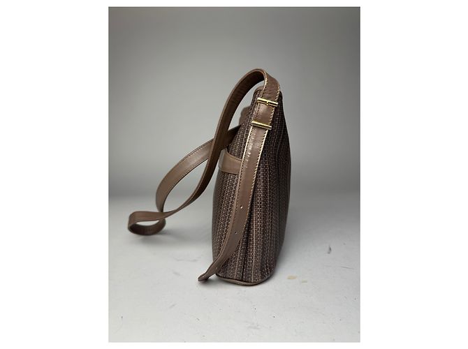 Vintage Givenchy Leder Tasche gestreift Braun - Ansicht 7
