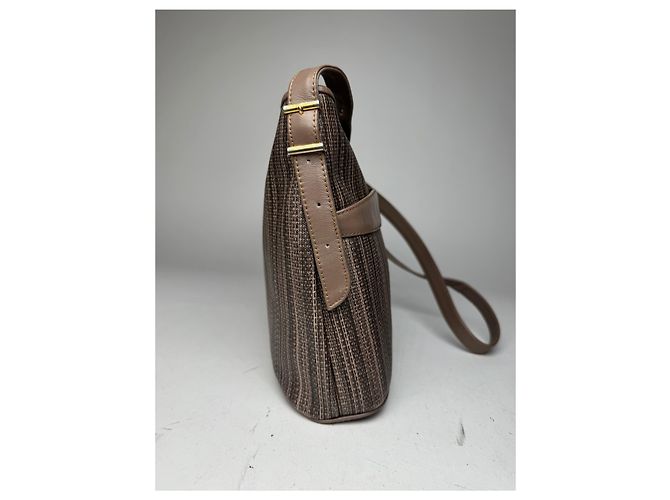 Vintage Givenchy Leder Tasche gestreift Braun - Ansicht 9