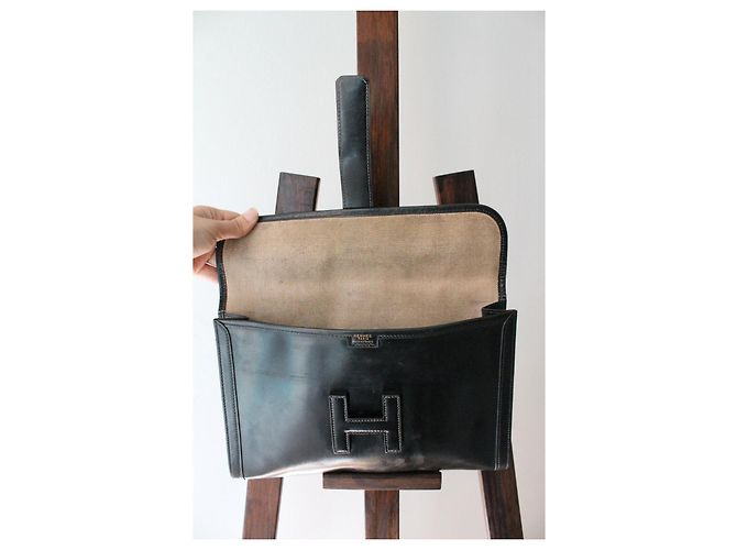 Clutch Jige di Hermès in pelle nera Nero - vista 9