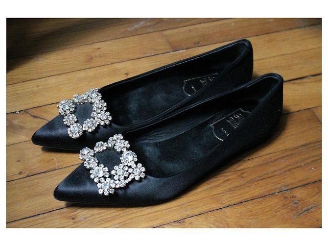 Ballerine modello Efflorescence di Roger Vivier in satin e pelle nera Nero - vista 7