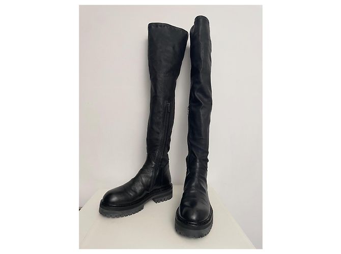 Ann Demeulemeester Stretch Leder Stiefel schwarz - Ansicht 2