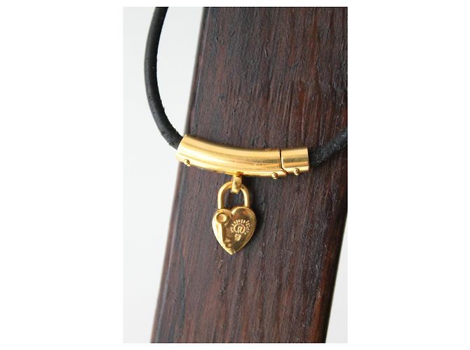 Bracciale Hermès con charm a forma di cuore e lucchetto in metallo placcato oro Nero - vista 2
