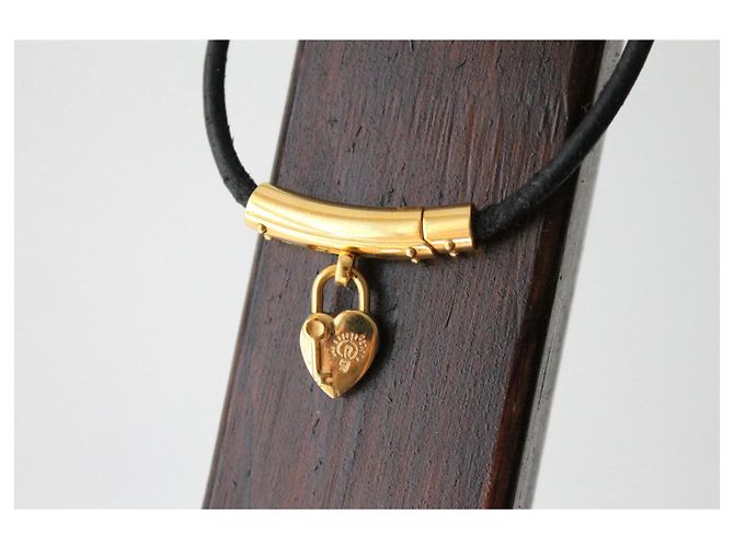 Bracciale Hermès con charm a forma di cuore e lucchetto in metallo placcato oro Nero - vista 3